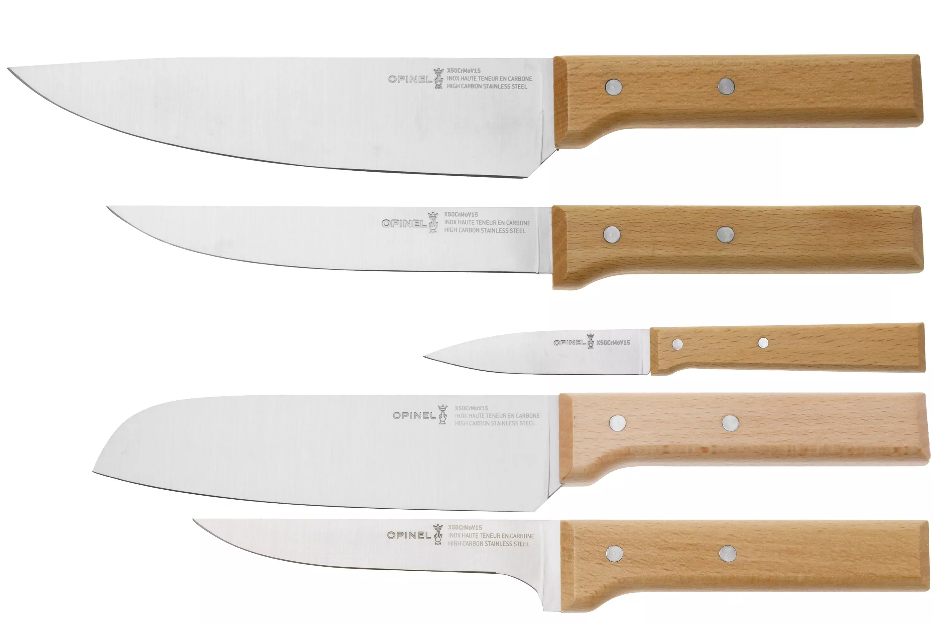 تاپ نایف -  ست 5 تکه چاقوهای سرآشپز اوپینل مدل Opinel Parallèle 2403, 5-piece set of carving knives incl. block